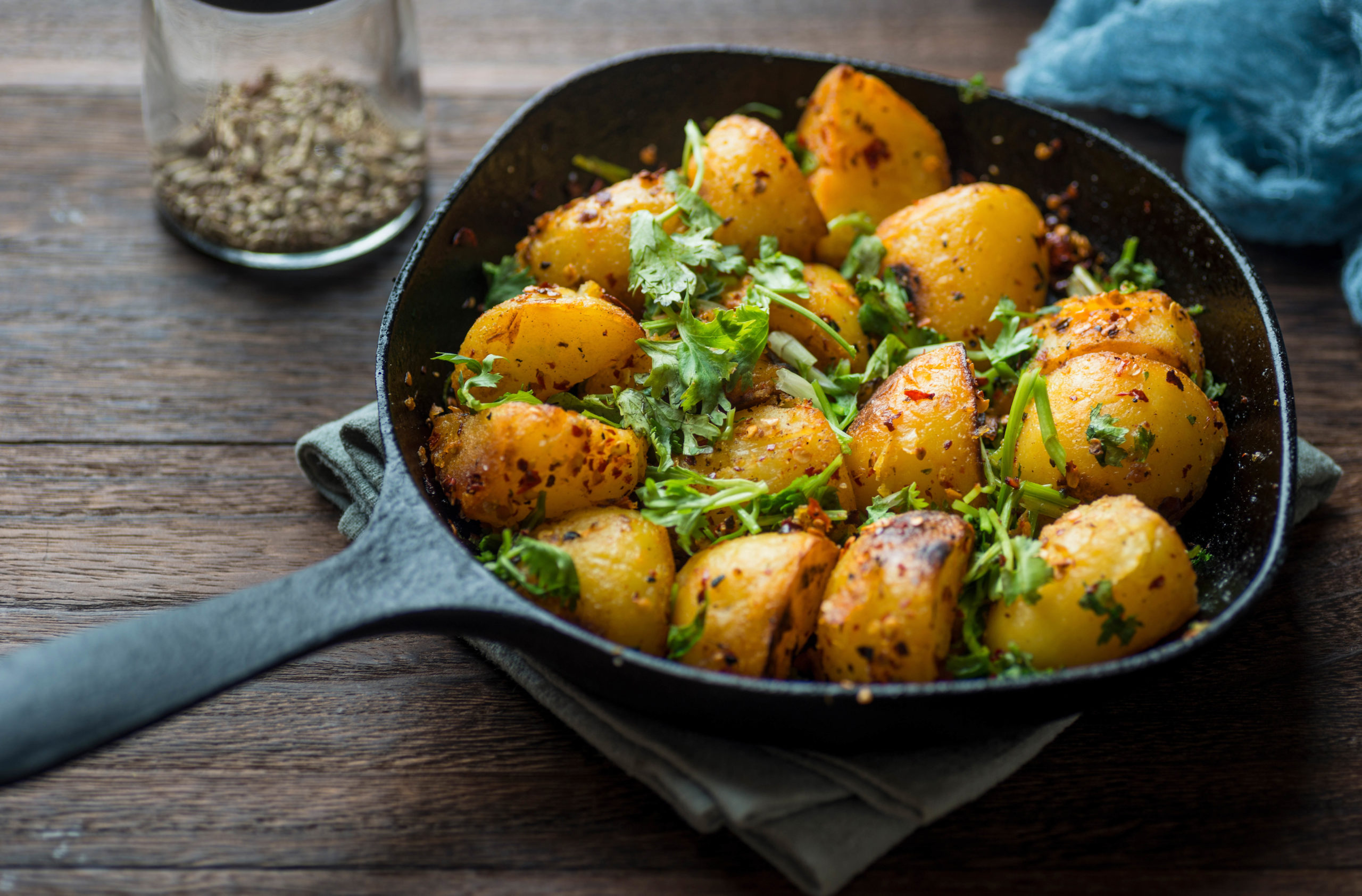 Skillet with Potatoes and Herbs.