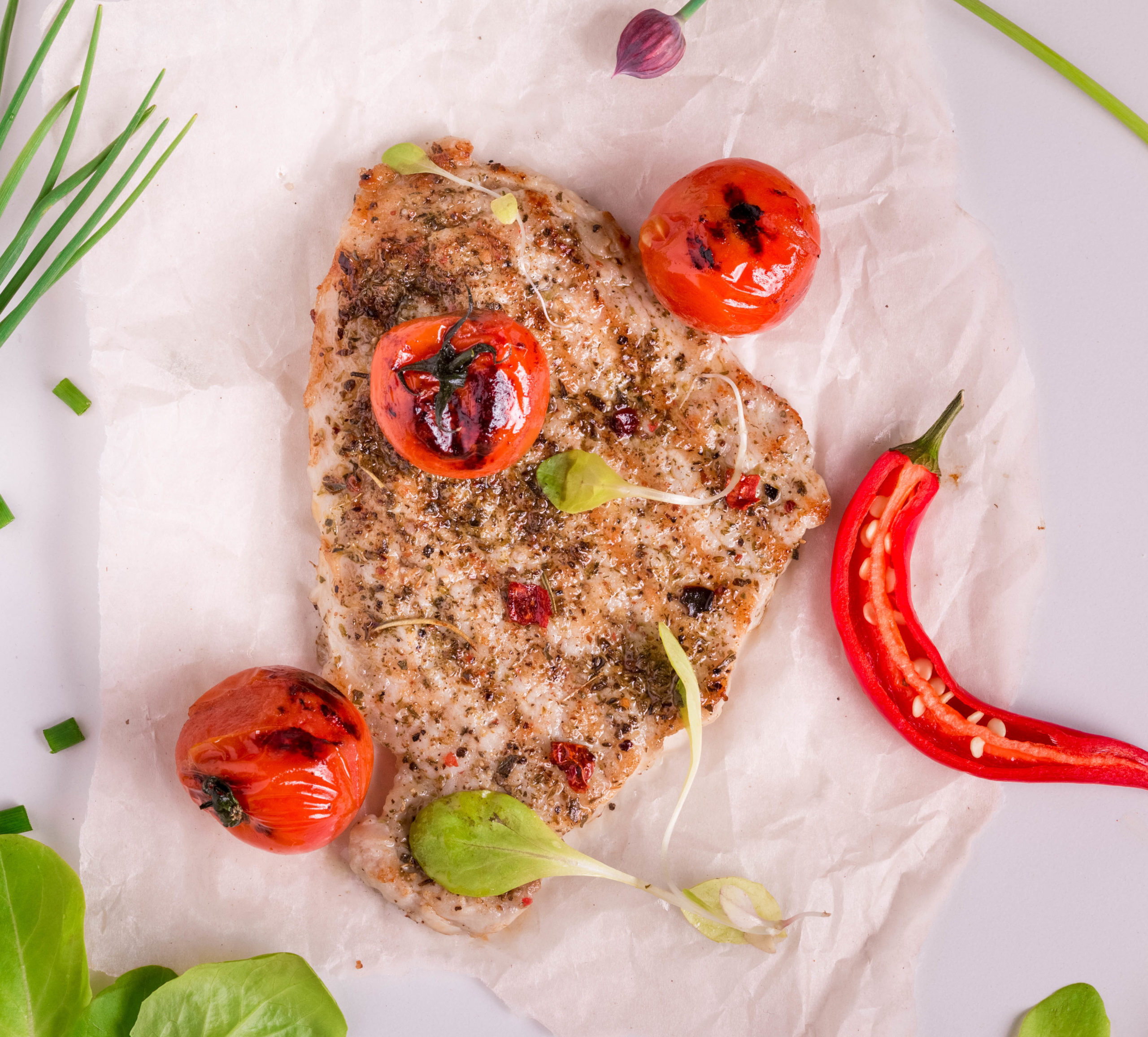 Poultry with thyme seasoning.